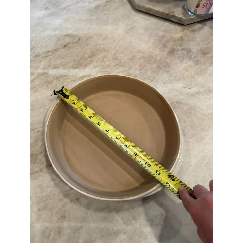 Large 11” round pampered chef stoneware baker cream enamel